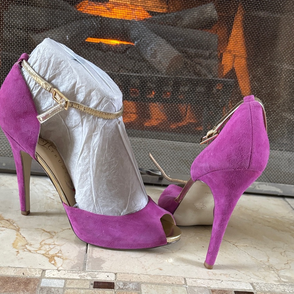 Elegant Purple Peep-Toe Heels